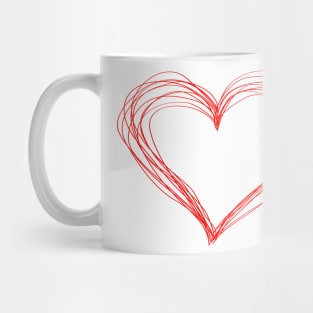 Red outline of heart. Mug